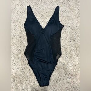 Windsor Black Low Cut Mesh Accent Bodysuit size S